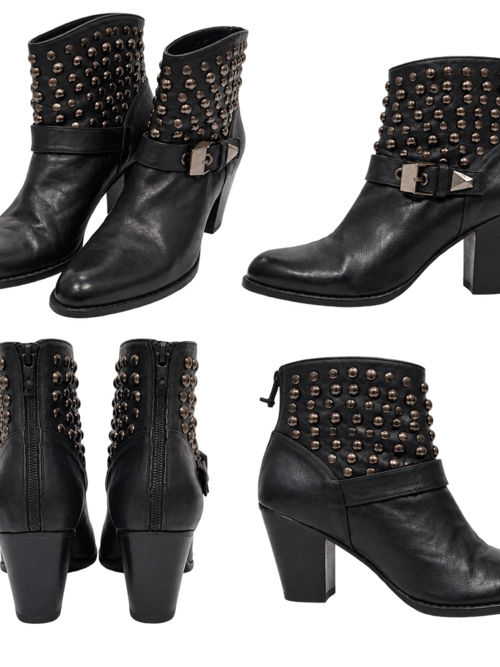 Stuart Weitzman Black Leather Studded Ankle Boots Size 8.5